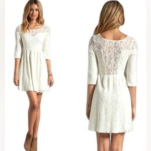 Free people shake it up cream lace 3/4 sleeve dress XS xsmall